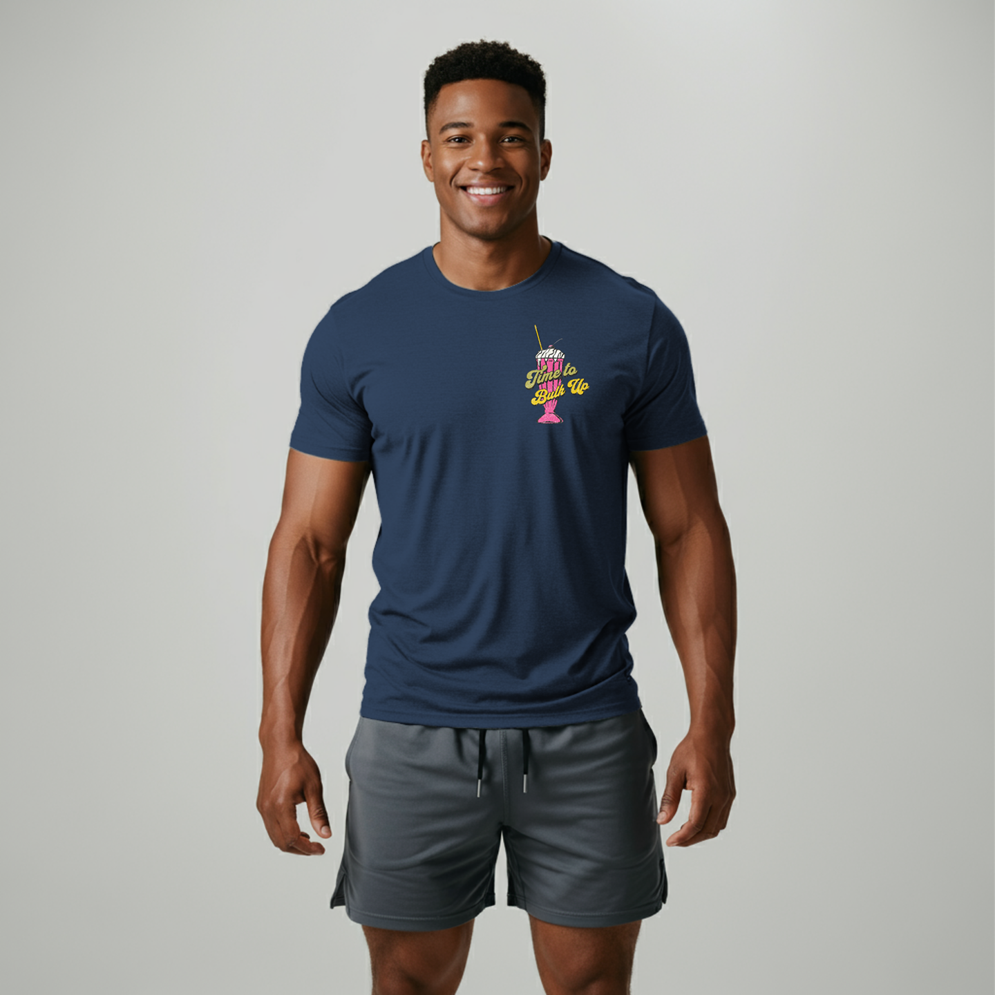 True Navy

Designed for both performance and comfort, the 'Time to Bulk Up' shirt is made from premium, moisture-wicking fabric that allows for breathability and freedom of movement during workouts. Whether you're lifting weights, doing high-intensity interval training (HIIT), or participating in group fitness classes, this shirt ensures you stay cool and comfortable throughout your session. Gymshark and Fabletics